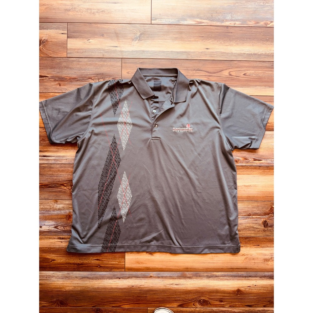 Page & Tuttle Polo Shirt Mens 2XL Gray Good Plantation Bay Golf Argyle Graphic